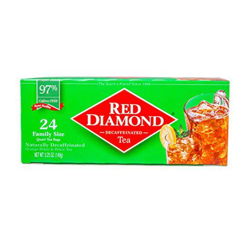 Red Diamond Iced Tea Bags, Decaffeinated, Family Size Tea Bags, Delicious And Freshly Brewed Taste, Special Premium Blend, 24 Count Quart-Size Bags (6 Pack - 144 Count)