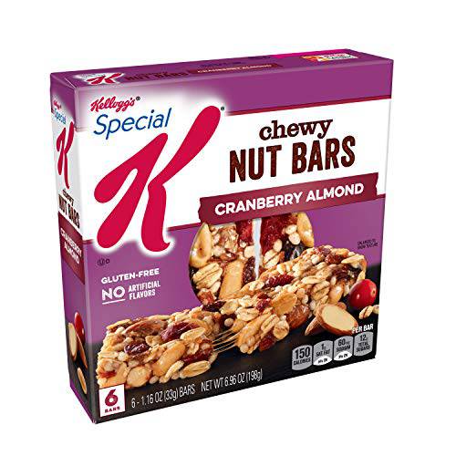 Kellogg’s Special K Chewy Breakfast Bars, Gluten-Free Snacks, 140 Calories Per Bar, Cranberry Almond (8 Boxes, 48 Bars)