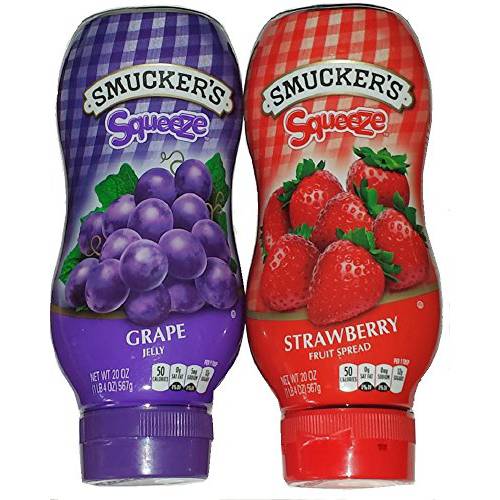 Smucker’s Squeeze Grape Jelly & Strawberry Fruit Spread, 20 oz bottles