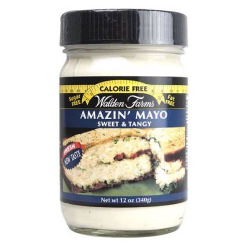 Walden Farms Amazin Mayo Spread 12 oz Jar (2 Pack) Light and Tangy Mayonnaise | 0g Net Carbs Perfect for Paleo and Keto Diets | Kosher Certified | Great for Sandwiches | Salads | Mix In with Eggs | Wraps Coleslaw and More
