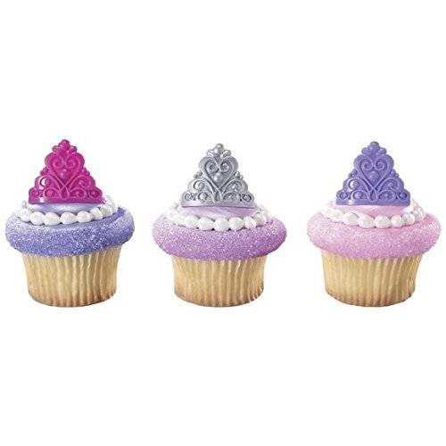 Princess Crown Tiara Royal Birthday Party Cupcake Rings (24-Pack)