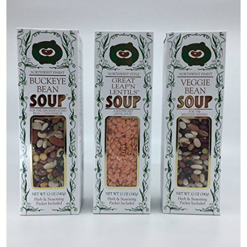Buckeye Beans & Herbs Soup Variety of 3 : Buckeye Veggie Bean, Traditional Bean, and Great Leap’n Lentils Soup? 12oz Ounces Each. Pacific Northwest Finest For the Discriminating Bean Connoisseur (