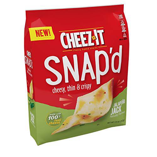 Cheez-It Snap’d Cheese Cracker Chips, Thin Crisps, Lunch Snacks, Jalapeno Jack, 45oz Case (6 Bags)