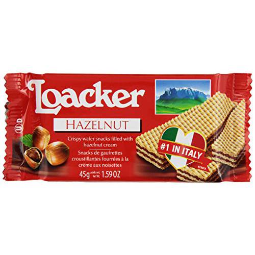 Loacker Premium Hazelnut Wafer Cookies| Multipack of 12 snacks | Crispy wafer fingers with creme-filling | 100% Italian Hazelnuts |Non GMO | No artificial flavorings, added colors or preservatives | perfect snack for lunchbox & coffee break 19.05 oz