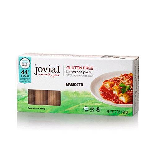 Jovial Manicotti Gluten-Free Pasta | Whole Grain Brown Rice Manicotti Pasta | Non-GMO | Lower Carb | Kosher | USDA Certified Organic | Made in Italy | 7 oz (3 Pack)