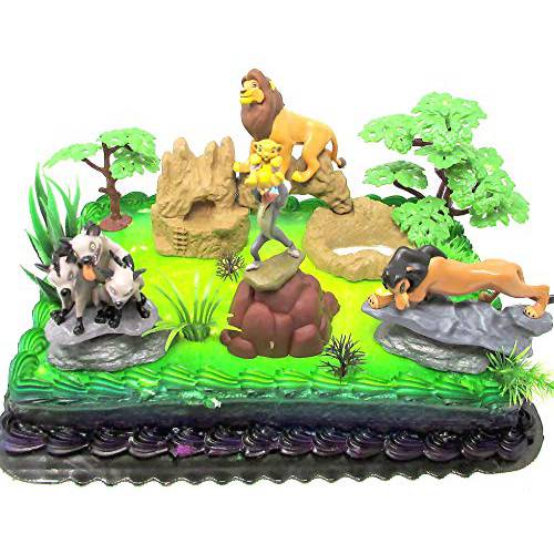 Lion King Birthday Cake Topper Set Featuring Lion King Figures and Decorative Themed Accessories
