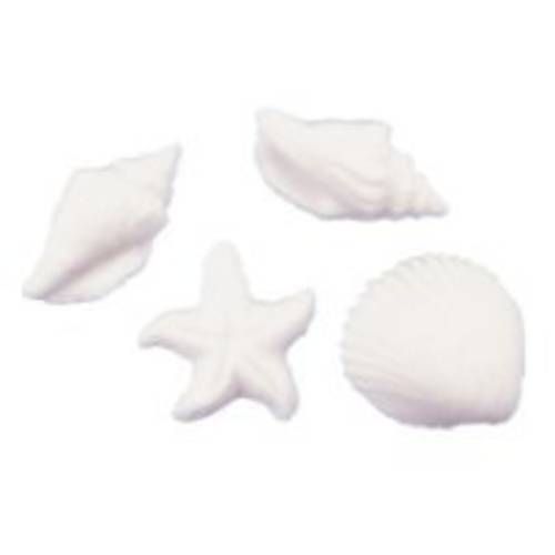 24pk Seashells and Starfish Sugar Decoration Toppers for Cakes Cupcakes Cake Pops with SeaShell Decorating Stickers