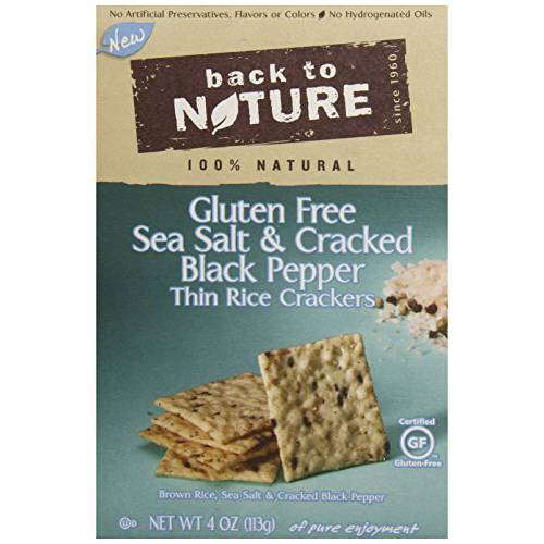 Back To Nature Non-GMO Rice Thins, Sea Salt & Cracked Black Pepper, 4 Ounce