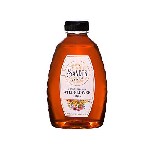 Sandt’s Wildflower Honey, Unfiltered Raw Honey, Non-GMO Genuine, Pure Honey (2 lbs)