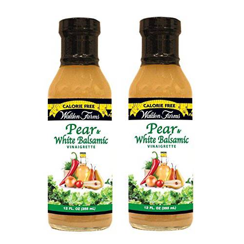 Walden Farms Pear White Balsamic Vinaigrette Dressing, 12 oz. Bottle, Fresh and Delicious Salad Topping, Sugar Free 0g Net Carbs Condiment, Sweet and Tangy