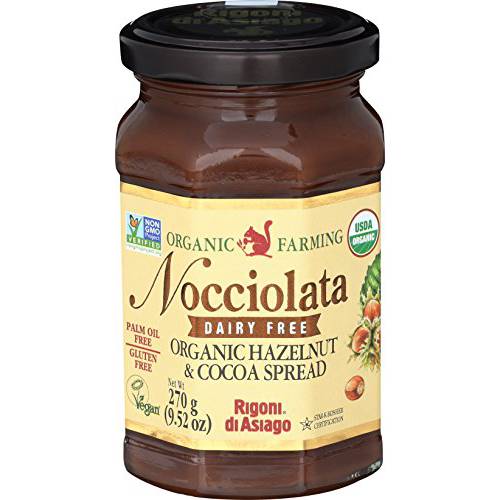 Rigoni Di Asiago Nocciolata DAIRY FREE Organic Hazelnut & Cocoa Spread, 9.52 Ounce Jar (Hazelnut Cocoa, 6 Pack)