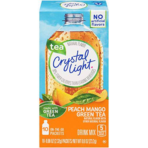 Crystal Light Sugar-Free Peach Mango Green Tea Drink Mix (10 On-the-Go Packets), mango, peach, 0.8 Oz