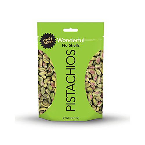 Wonderful Pistachios, No Shells, Roasted and Lightly Salted Nuts, 6 Ounce Resealable Bag