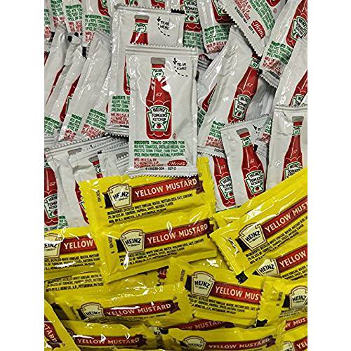 Heinz Condiment Packets Ketchup and Mustard (100 Total 50 Each Flavor)