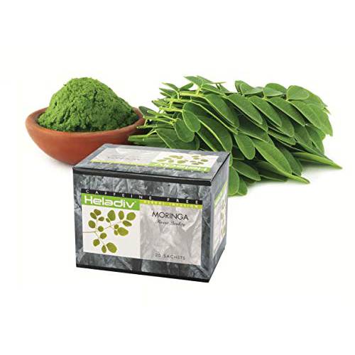 HELADIV Moringa Tea - 100% Organic Moringa Super Food Tea - Energy & Immunity Booster, Weight Loss, Stress Relief - 20 Individually Sealed Moringa Tea Bags