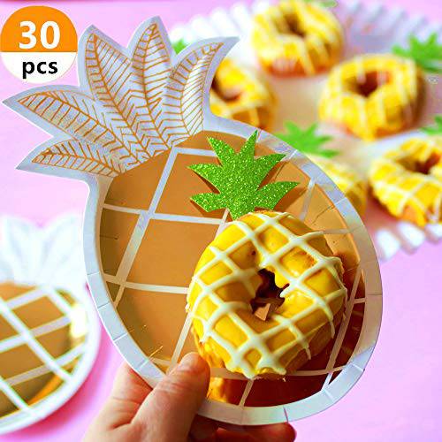 30 Pcs JeVenis Glitter Green Pineapple Cupcake Toppers Pineapple Donut Toppers for Hawaiian Luau Bridal Shower Tropical Summer Party Cake Decoration