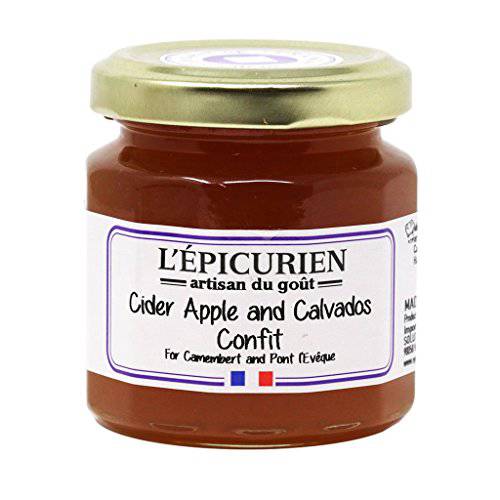 L’Epicurien, Apple Cider Confit French Jam with Calvados Brandy | Non-GMO | Gluten-Free | All-Natural, 4.4 Ounce Jar