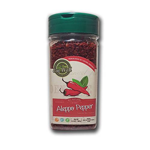 Eat Well Aleppo Pepper Flakes - 5oz | Turkish Red Pepper Flakes | Crushed Middle Eastern Chili Pepper | Pul Biber Dried Chili | Halaby Maras Medium Hot | 100% Natural Pure Spices & Seasoning