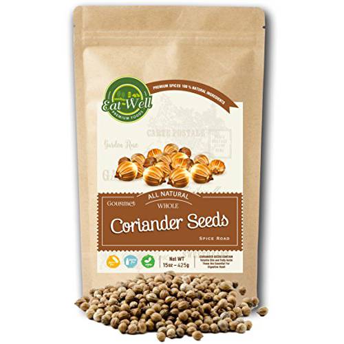 Eat Well Premium Foods - Coriander Seeds Whole 16 oz Reseable Bag ,100% Natural, Freshly Packed