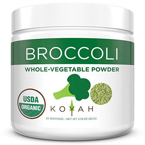 KOYAH - Organic USA Grown Broccoli Powder (1 Scoop Equivalent to 1/4 Cup Fresh): 30 Scoops, Freeze-dried, Whole-Vegetable Powder