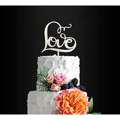Gorgeous LOVE Cake Topper, Love Cake Topper, Classical Sliver Wedding Cake Topper for Wedding/Bridal Shower Party, Anniversary Cake Topper