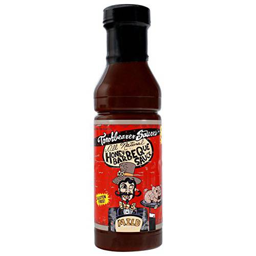 Torchbearer Sauces All Natural Honey BBQ Sauce, 12 ounces - Mild - All Natural, Vegan, Extract-Free, Made in USA