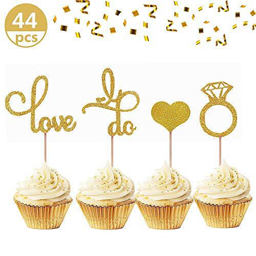 JeVenis Set of 44 Wedding Cupcake Toppers Diamond Ring Cupcake Toppers I Do Cupcake Topper for Wedding Engagement Bridal Shower Decorations