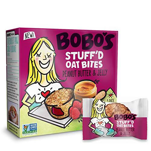 Bobo’s Peanut Butter & Jelly Stuff’d Oat Bites, 30 Pack (1.3 oz Each), Healthy Gluten-Free Snack