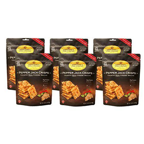 Sonoma Creamery - Cheese Crisps, Pepper Jack, 2.25 Oz (6 Count) | Savory Snack | High Protein | Low Carb | Gluten Free |Keto-Friendly