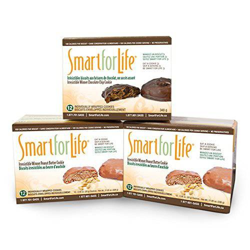 Smart for Life - Irresistible Winner Peanut Butter & Chocolate Cookie - High Protein Cookie Diet - 36 Count - Meal Replacement - On-the-Go Snack - Low Sugar, Low Calorie, Super Fiber - Protein Snack