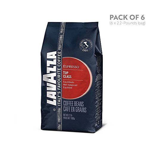 Lavazza Top Class Whole Bean Coffee Blend, Medium Espresso Roast, 2.2 Pound, 6 Count