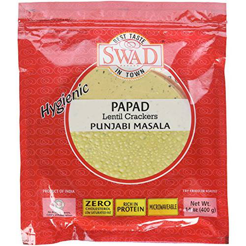 Great Bazaar Swad Desi Indian Papad Lentils Crackers, Punjabi Masala, 14 Ounce
