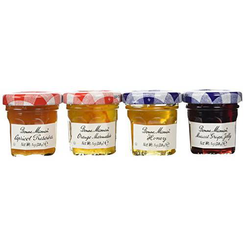 Bonne Maman Mixed (Honey, Apricot, Orange & Grape) Preserve Mini Jars - 1 oz x 60 pcs 4 - 15 Packs)