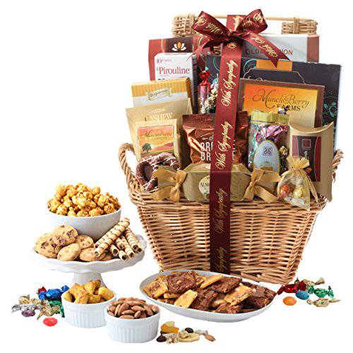 Broadway Basketeers Condolences Gourmet Gift Basket, Kosher Sympathy Food Gift Baskets for Delivery, Perfect Care Package Box or Assorted Snack Gifts for Bereavement, Loss, Funeral, or Shiva