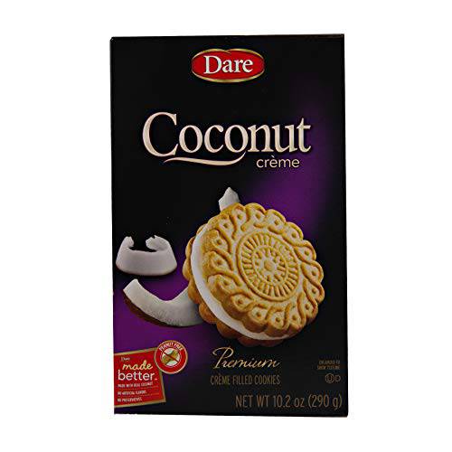Dare Creme Filled Cookies: Your Choice of Fudge, Lemon, Coconut or Maple- Three 10.2 oz. Boxes (Coconut Creme)