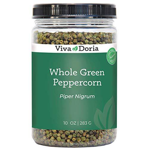 Viva Doria Green Peppercorns, Whole Green Pepper, Steam Sterilized,10 Oz, For Grinder Refills
