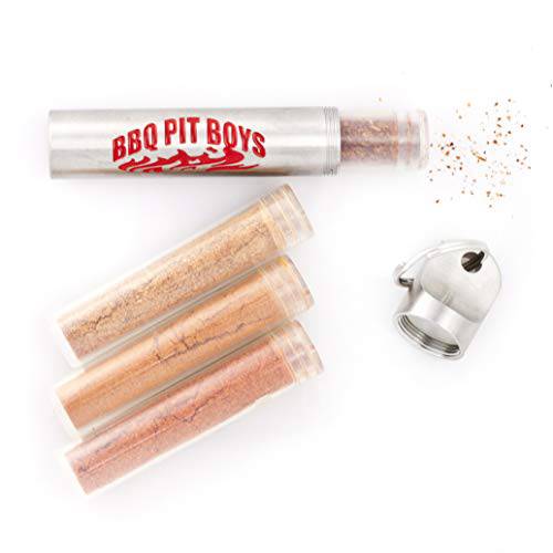 Keygoes:chili BBQ PIT BOYS special edition keychain - Stainless steel gadget with super strong Chili powder. 4 refills included. Gift item.