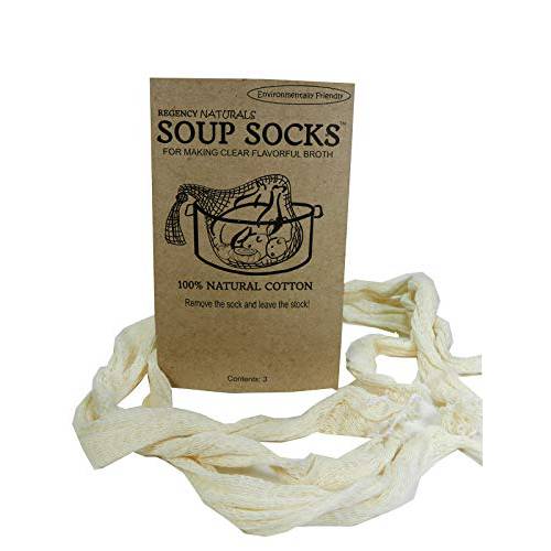 Regency Wraps Soup Sock Cotton Mesh Bag For Making Clear Flavorful Broth and Soups, Natural 100% Cotton, 24 Inch (Pack of 3)