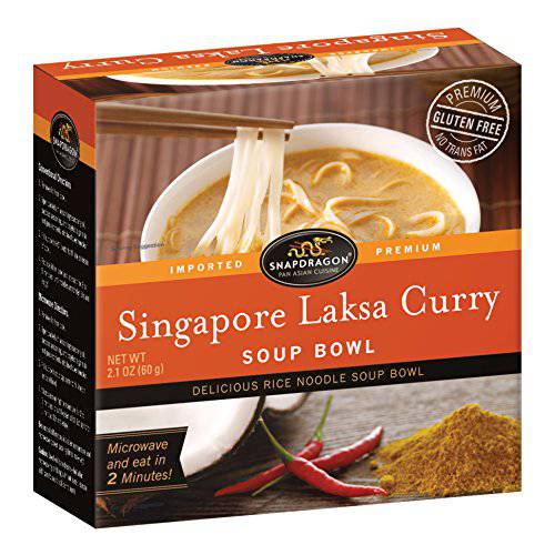 Snapdragon Singapore-Style Laksa Curry Instant Noodle Bowls | Coconut Curry Flavor with Rice Noodles | Gluten-Free | No MSG Added | 2.1 oz (6 Pack)