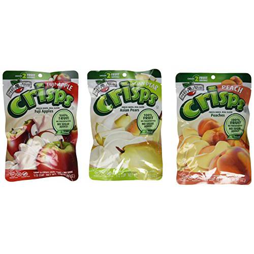Brothers-ALL-Natural Freeze Dried Fruit Crisps 3 Flavor Variety 6 Bag Bundle: (2) Fuji Apple, (2) Asian Pear, and (2) Peach, .56 Oz. Ea. (6 Bags Total)