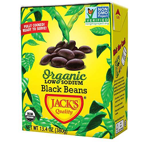 Jack’s | Organic Black Beans 13.4 oz.| Packed with Protein and Fiber, Heart Healthy, Low Sodium & Non GMO | (8-PACK)