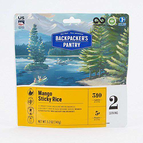 Backpacker’s Pantry Mango Sticky Rice - Freeze Dried Backpacking & Camping Food - Emergency Food - 8 Grams of Protein, Vegan, Gluten-Free - 1 Count