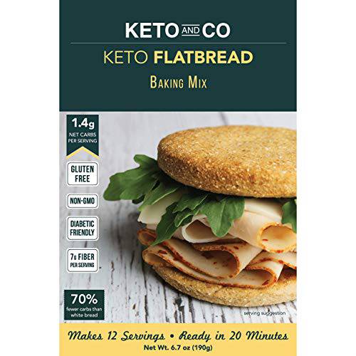 Keto Flatbread & Pizza Bread Mix by Keto and Co | Just 1.4g Net Carbs | Gluten Free, Diabetic & Keto Friendly, Non-GMO | Great for Burgers, Sandwiches, Pizza | Makes 12 Servings