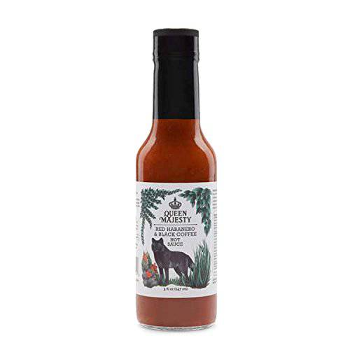 Queen Majesty Red Habanero & Black Coffee Hot Sauce, 5 oz - All Natural Habanero Condiment - Fair Trade, Vegan, Gluten Free, non GMO, Sugar Free, Featured on Hot Ones