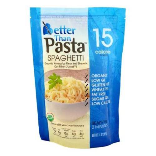 Better Than Pasta Spaghetti - Certified USDA Organic, Vegan, Gluten-Free, Non-GMO, Konjac, ZERO Net Carbs, Paleo, Keto and Diabetic Friendly, Shirataki, Fully Cooked, Low Calorie, 14 Ounces (6 Pack)