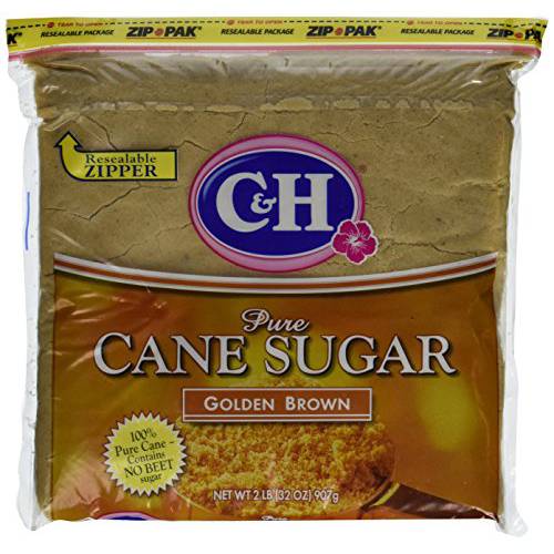 C&H, Cane Sugar, Golden Brown, 2lb Bag (Pack of 2)