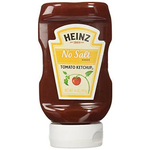 Heinz No Salt Added Tomato Ketchup, 14 Ounces (Pack of 2)