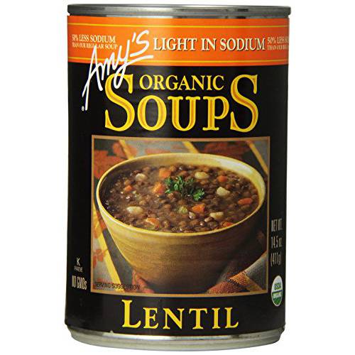 Amy’s Soup, Vegan, Gluten Free, Organic Lentil, Light in Sodium, 14.5 Ounce (Pack of 12)