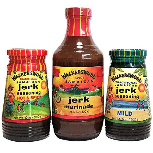 Walkerswood Jamaican Jerk Seasonings Mixed Pack - Hot & Spicy, Mild and Jerk Marinade