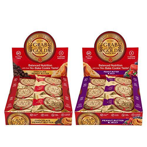Grab The Gold Variety Pack 12 PBJ Baked Cookies and 12 Choc Peanut Butter Baked Cookies Protein Plant Based Gluten Free High Fiber